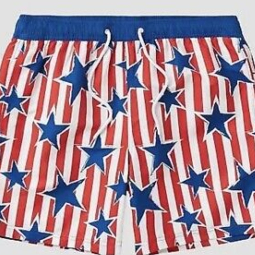 Patriotic Star Striped Swim Shorts